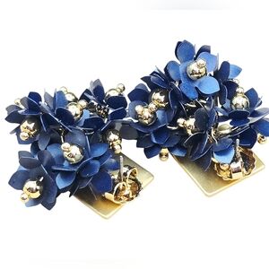 Vintage Forget-Me-Not Cluster and Gold Floral Post Earrings